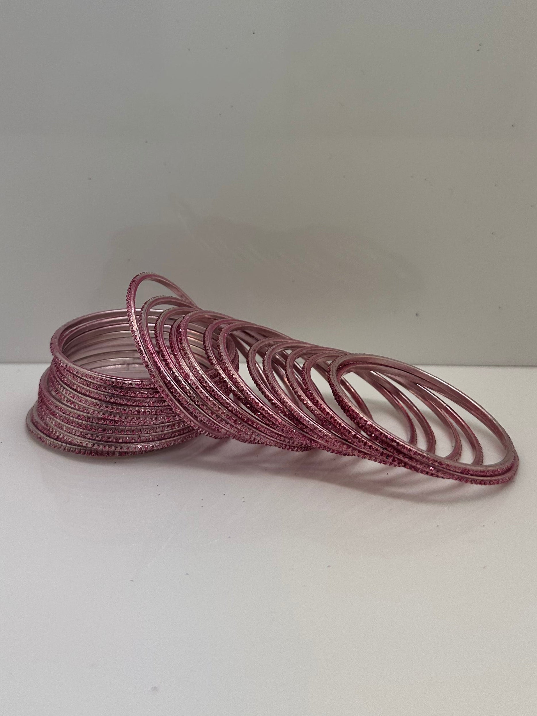 Pink Glitter Bangle Set