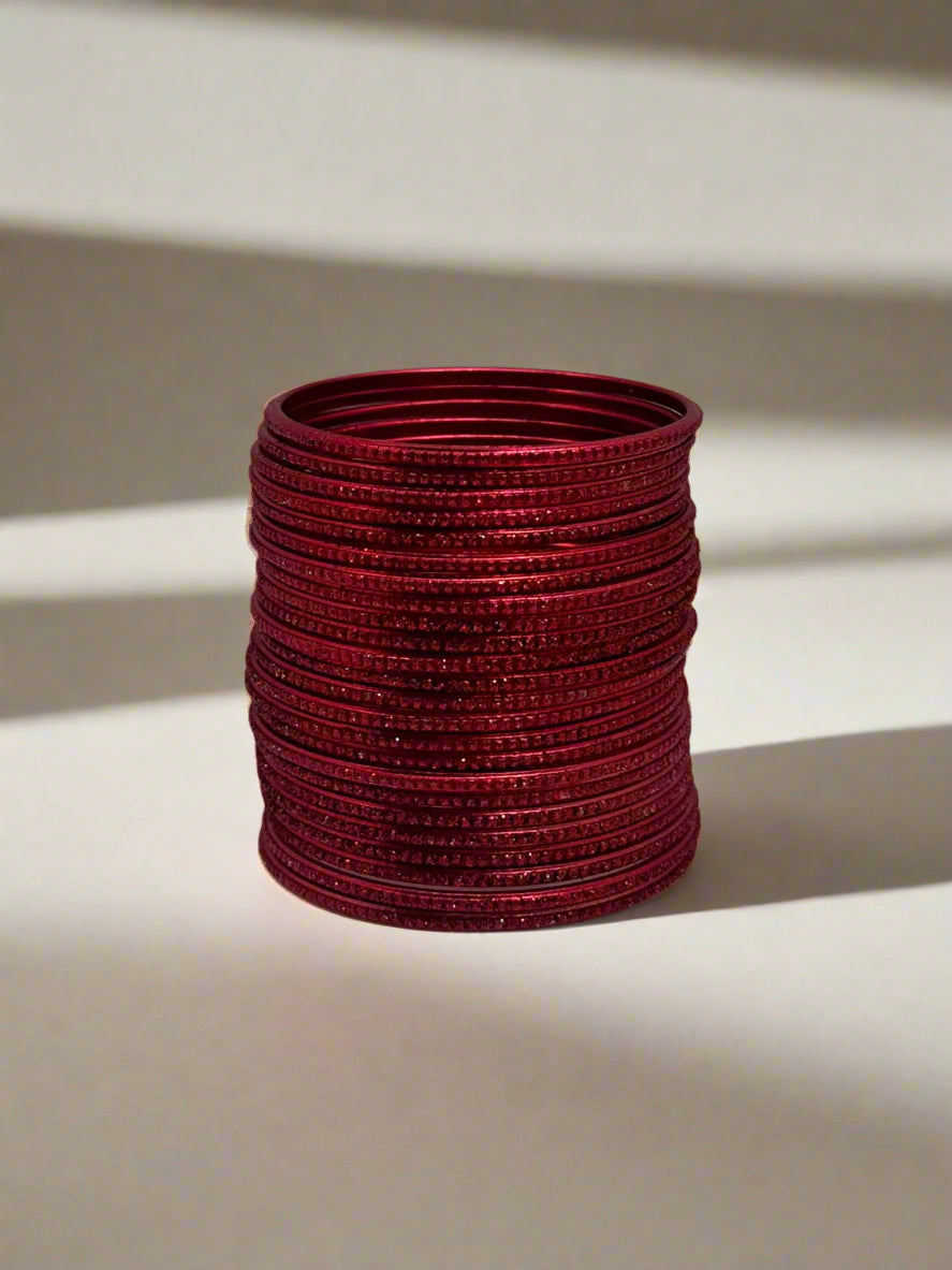 Red Glitter Bangle Set
