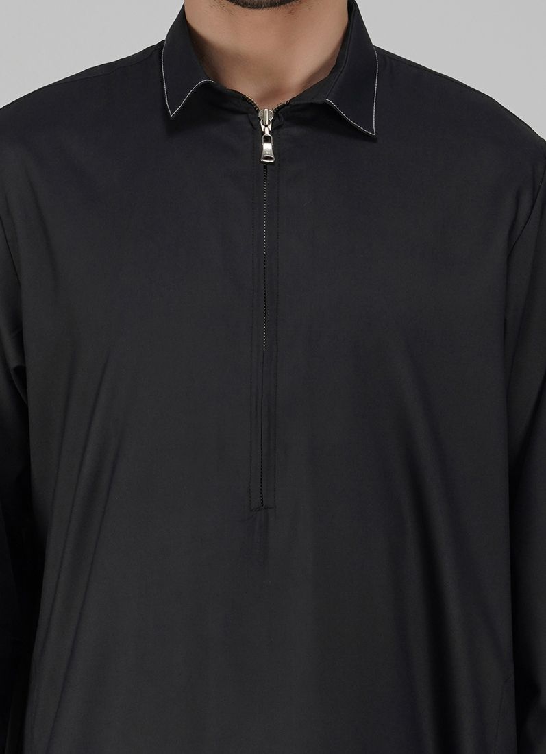 Buy Men's Black Shirt Collar Jubba