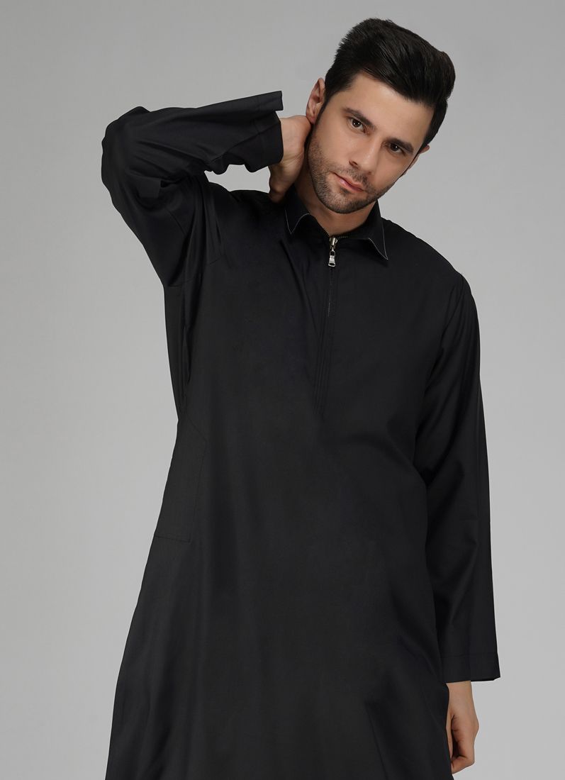 Buy Men's Black Shirt Collar Jubba