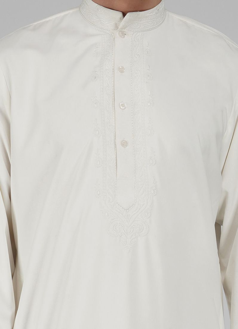 Buy Men's Embroidered Off White Long Jubba