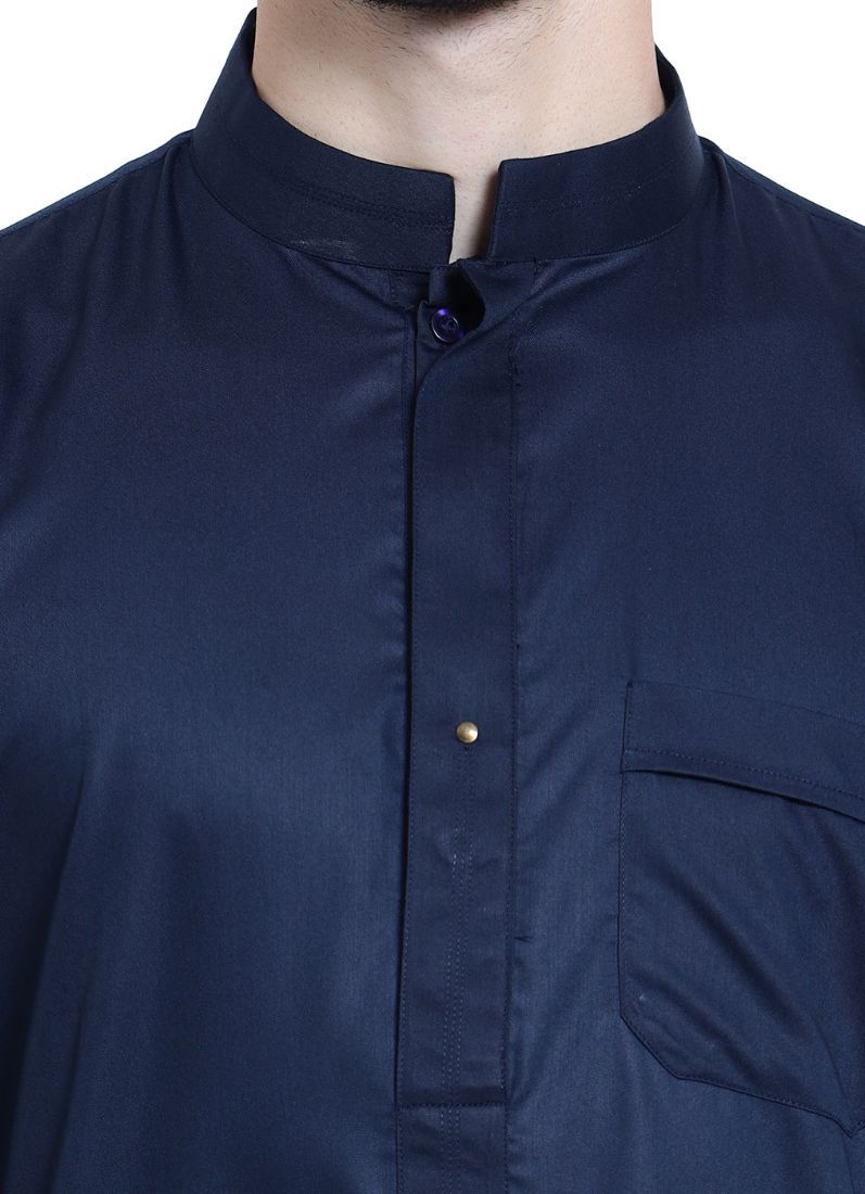 Buy Man's Navy Blue Cotton Long Jubba