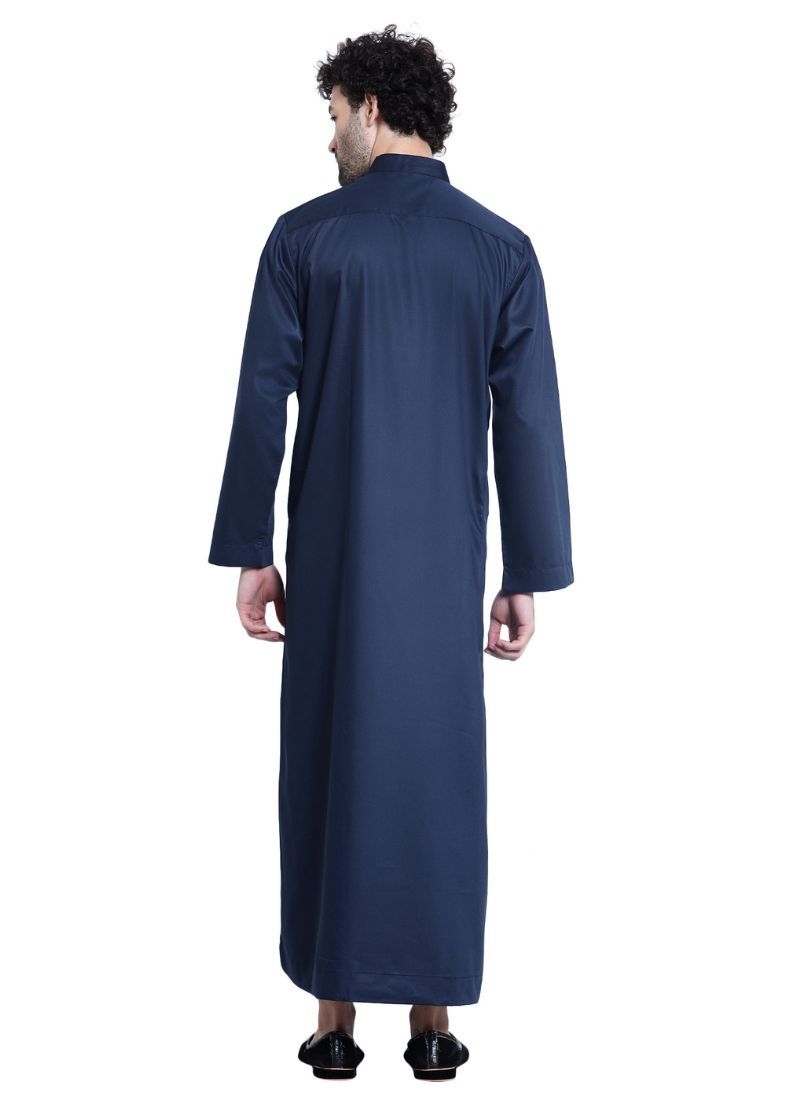 Buy Man's Navy Blue Cotton Long Jubba