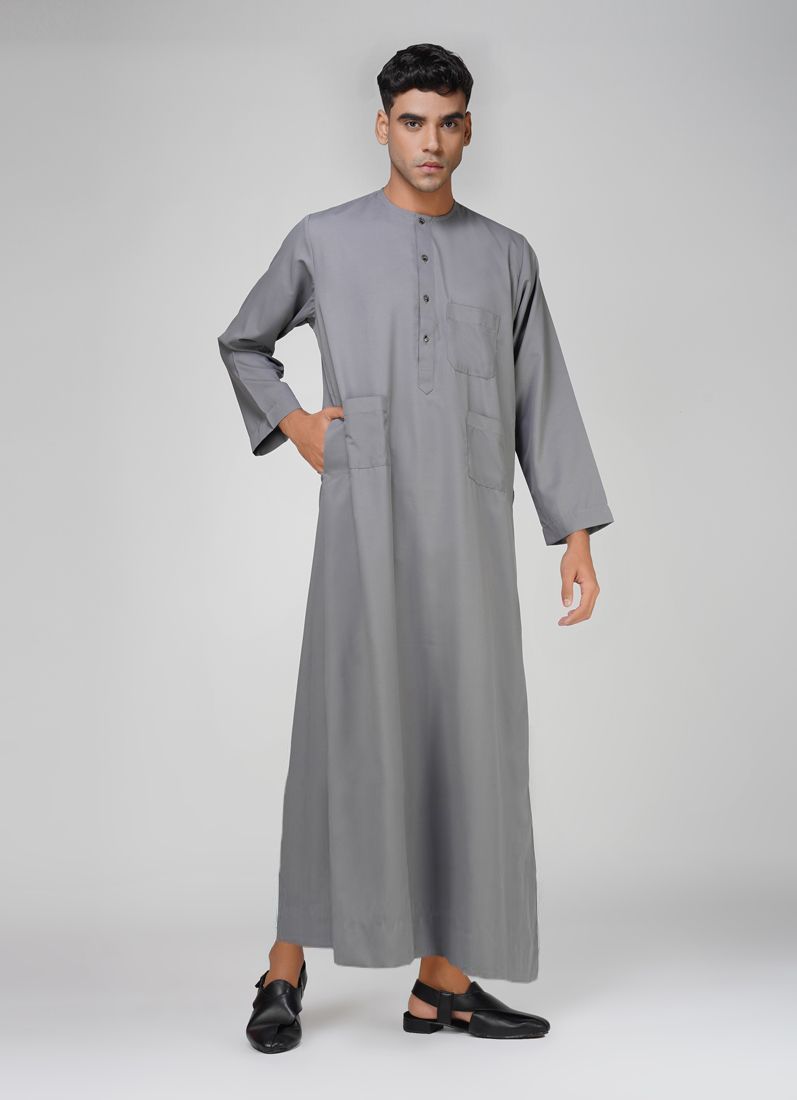 Buy Men's Grey Polyester Jubba