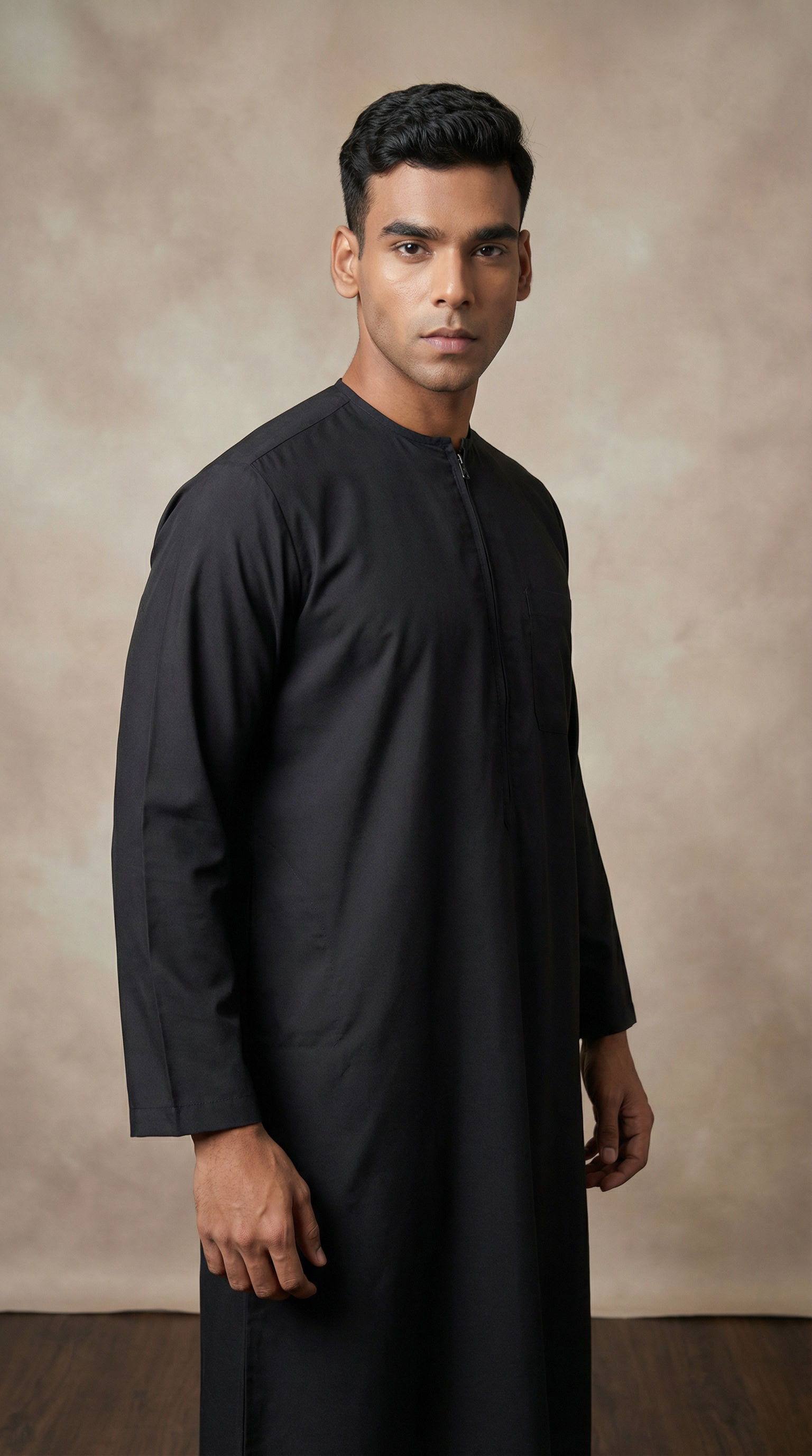 Men's Black Polyester Jubba