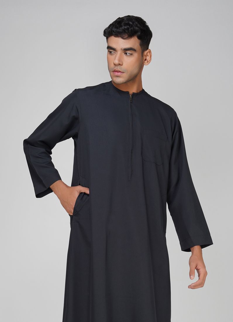 Buy Men's Black Polyester Jubba