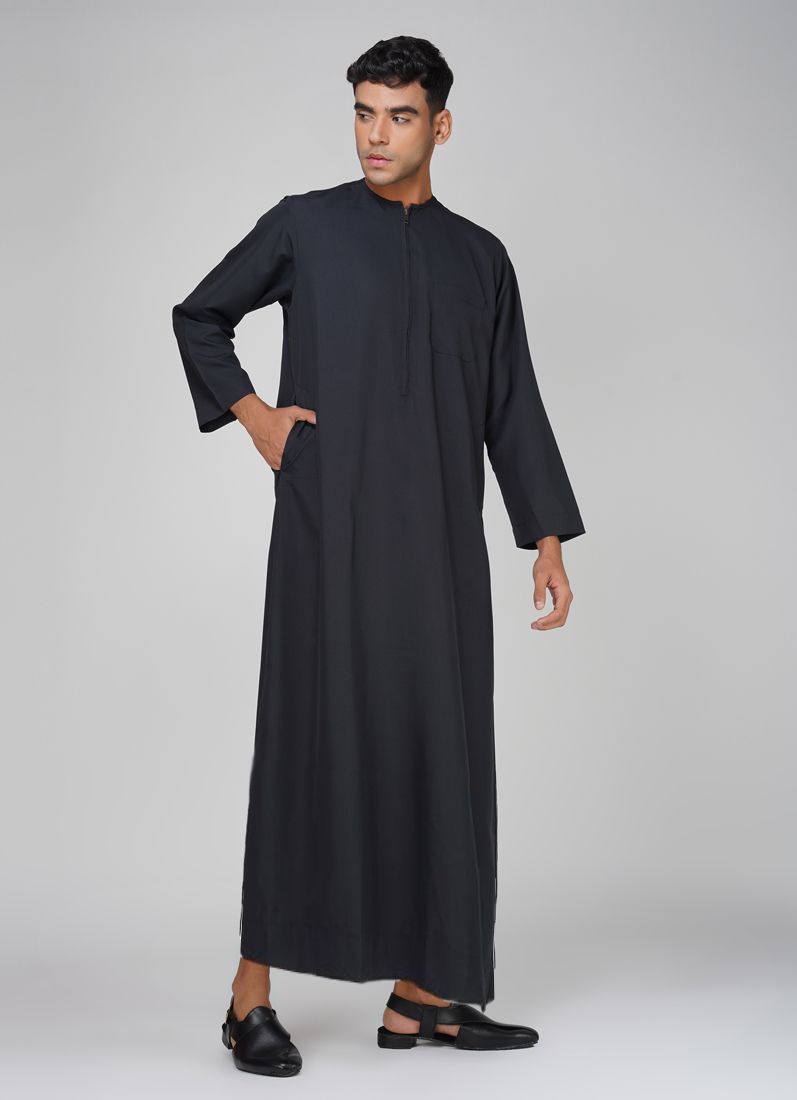 Buy Men's Black Polyester Jubba