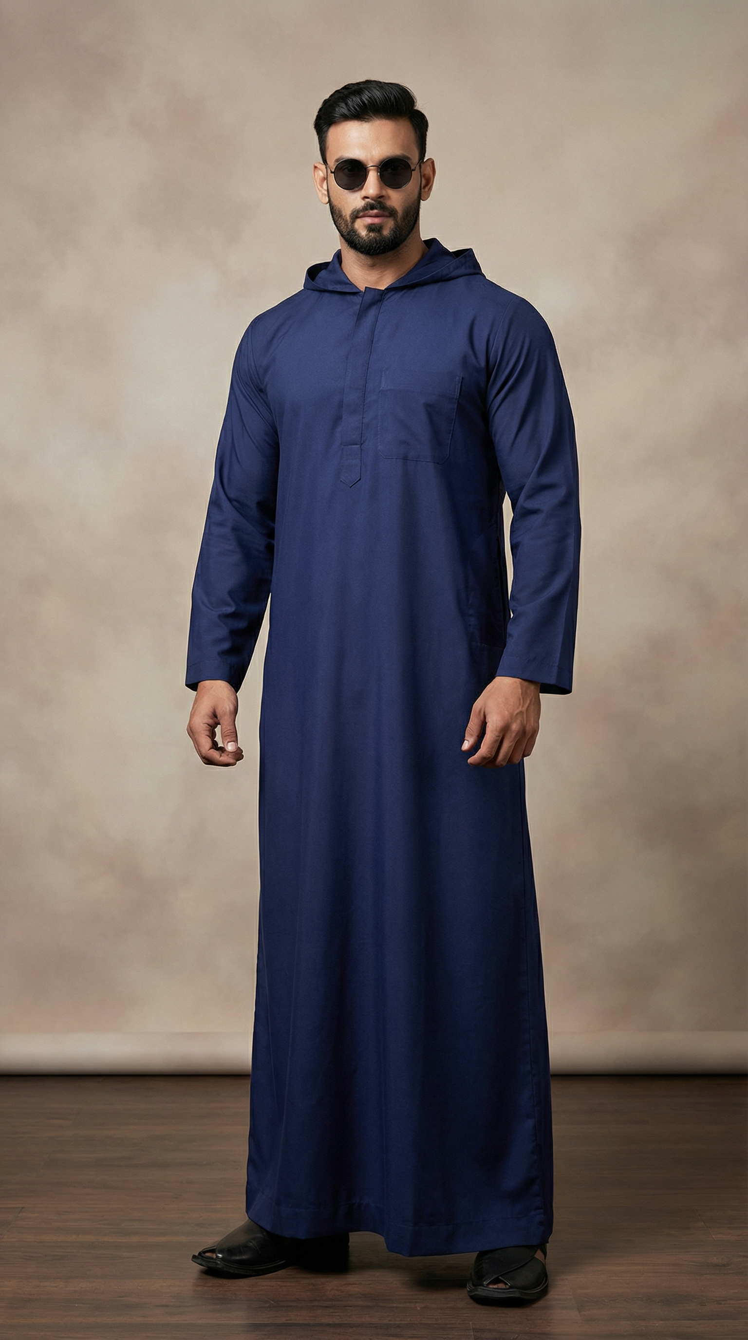 Men's Navy Blue Polyester Jubba