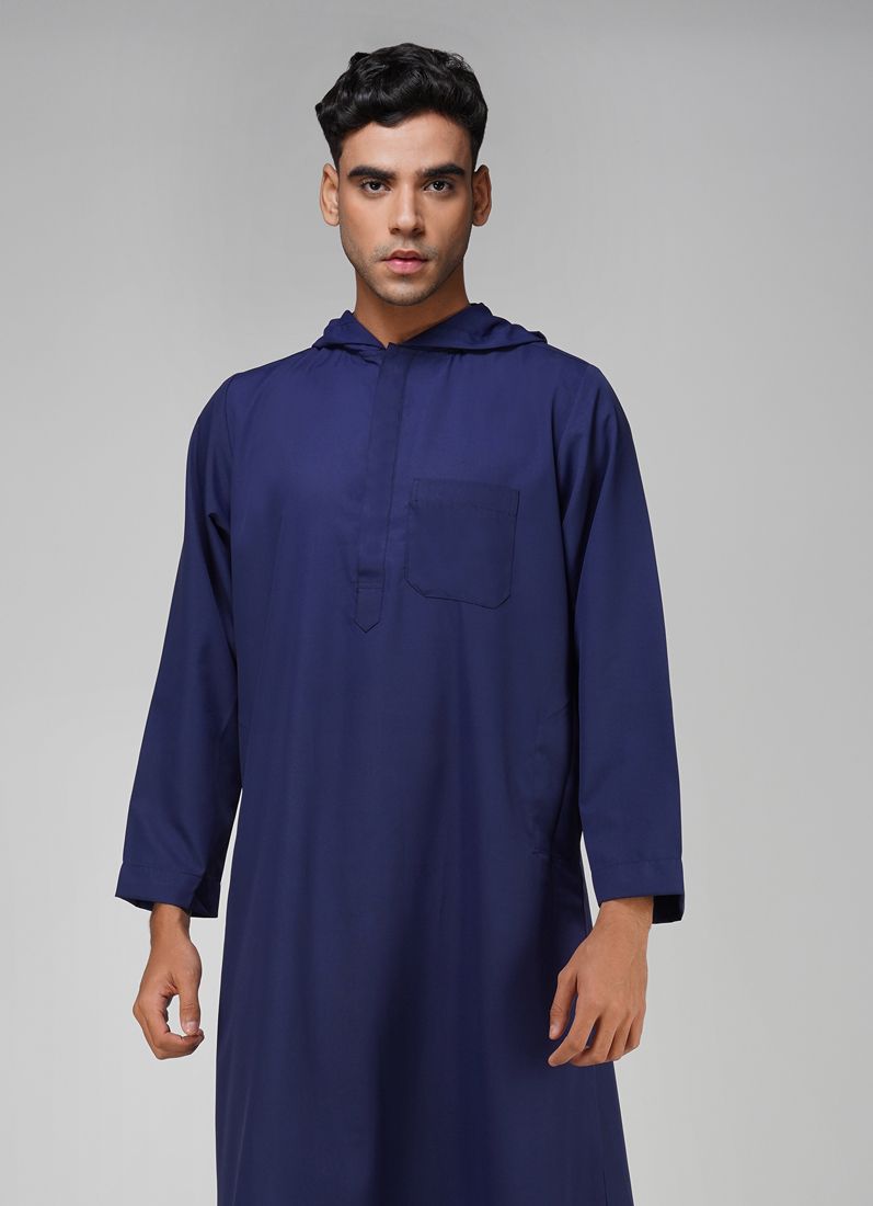 Buy Men's Navy Blue Polyester Jubba
