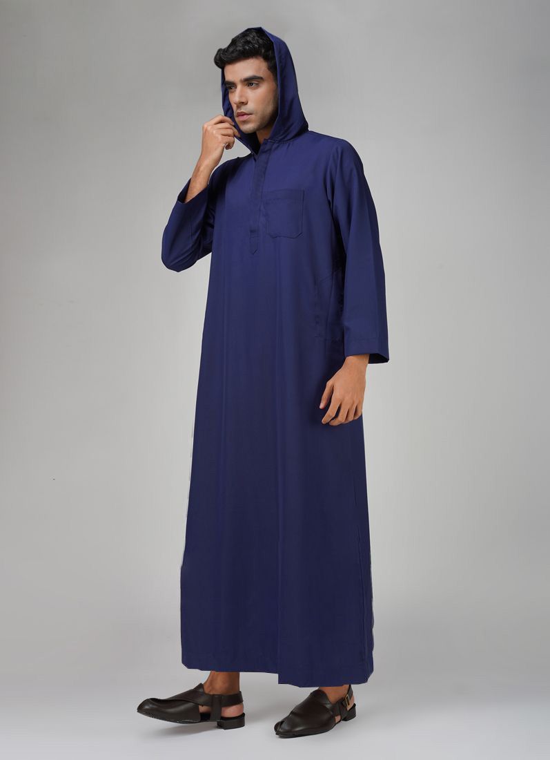 Buy Men's Navy Blue Polyester Jubba