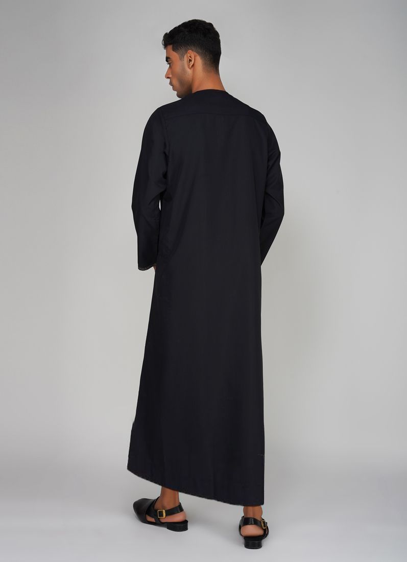 Buy Men's Black Resham Embroidered Jubba