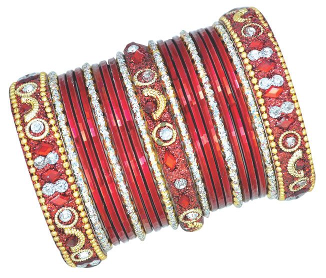 Buy Maroon Studded Bangle Set