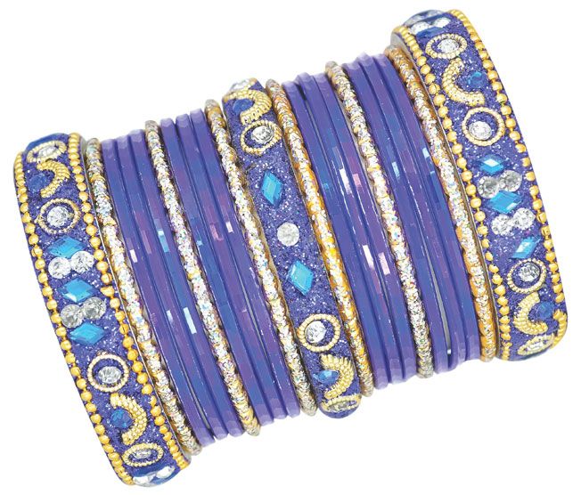 Buy Royal Blue Studded Bangle Set