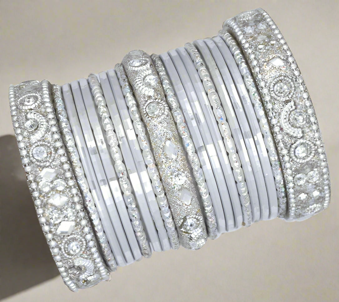 Buy Silver Studded Bangle Set