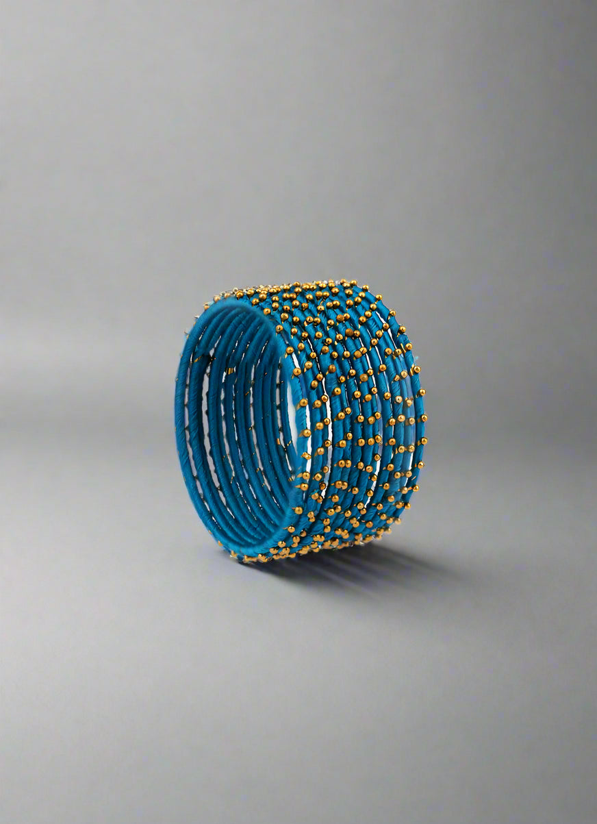 Buy Kids Peacock Blue Bangles Set