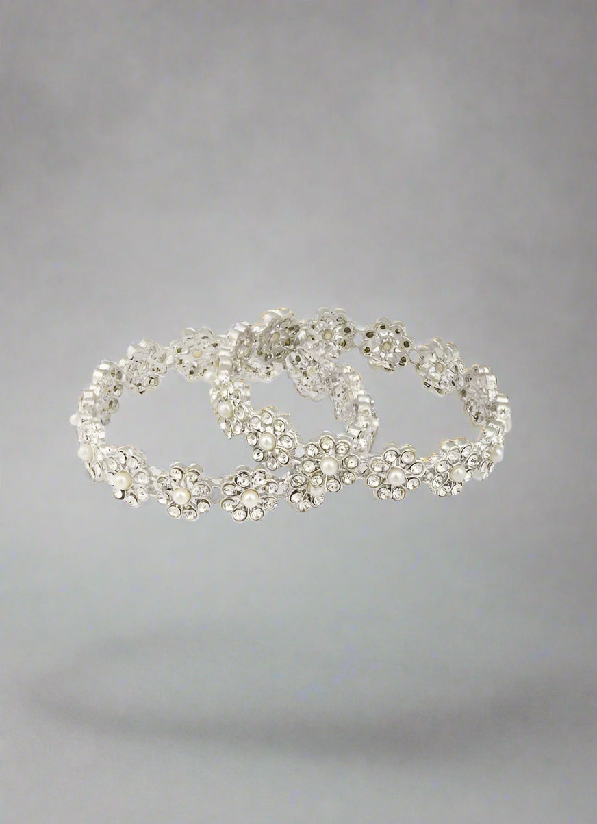 Buy Kids Silver Flower Bangles