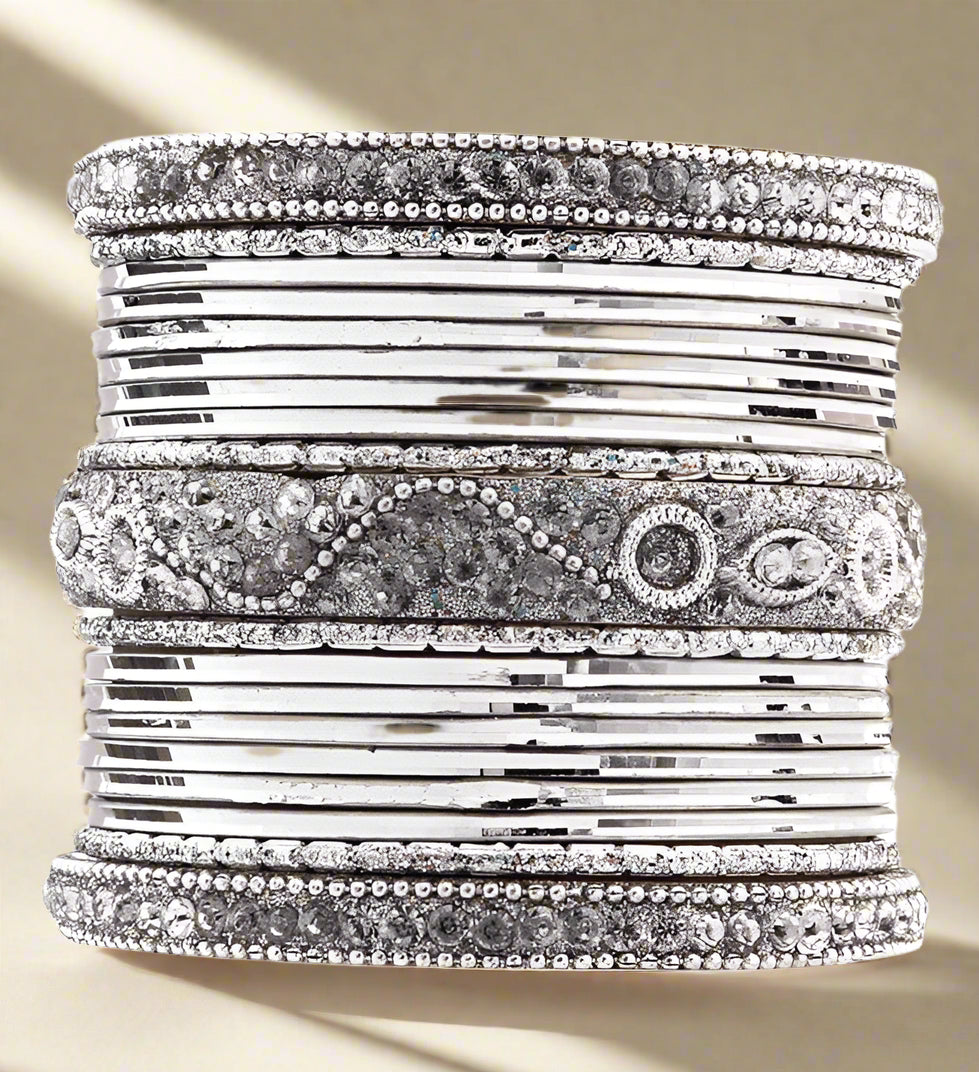 Buy Silver Stone Bangle Set