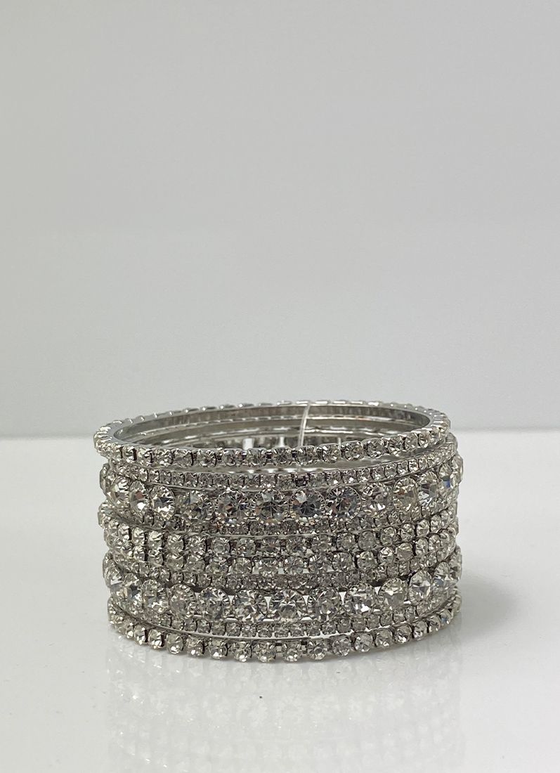 Silver Diamonte Sparkle Bangles