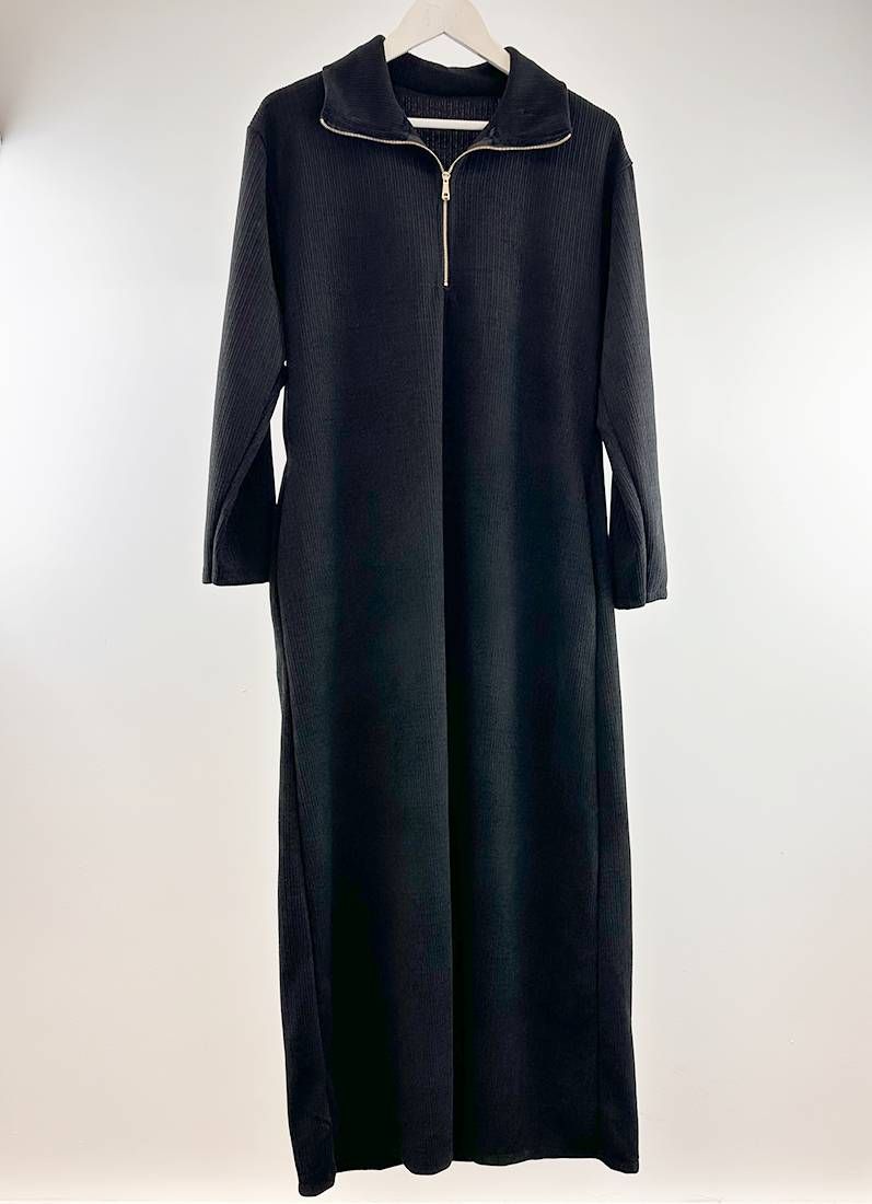 Buy Black Velour Zip Kaftan