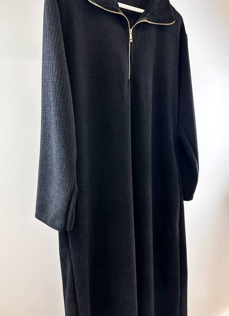 Black Velour Zip Kaftan
