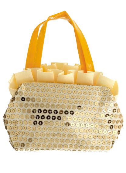 Gold Frilled Sequin Handbag