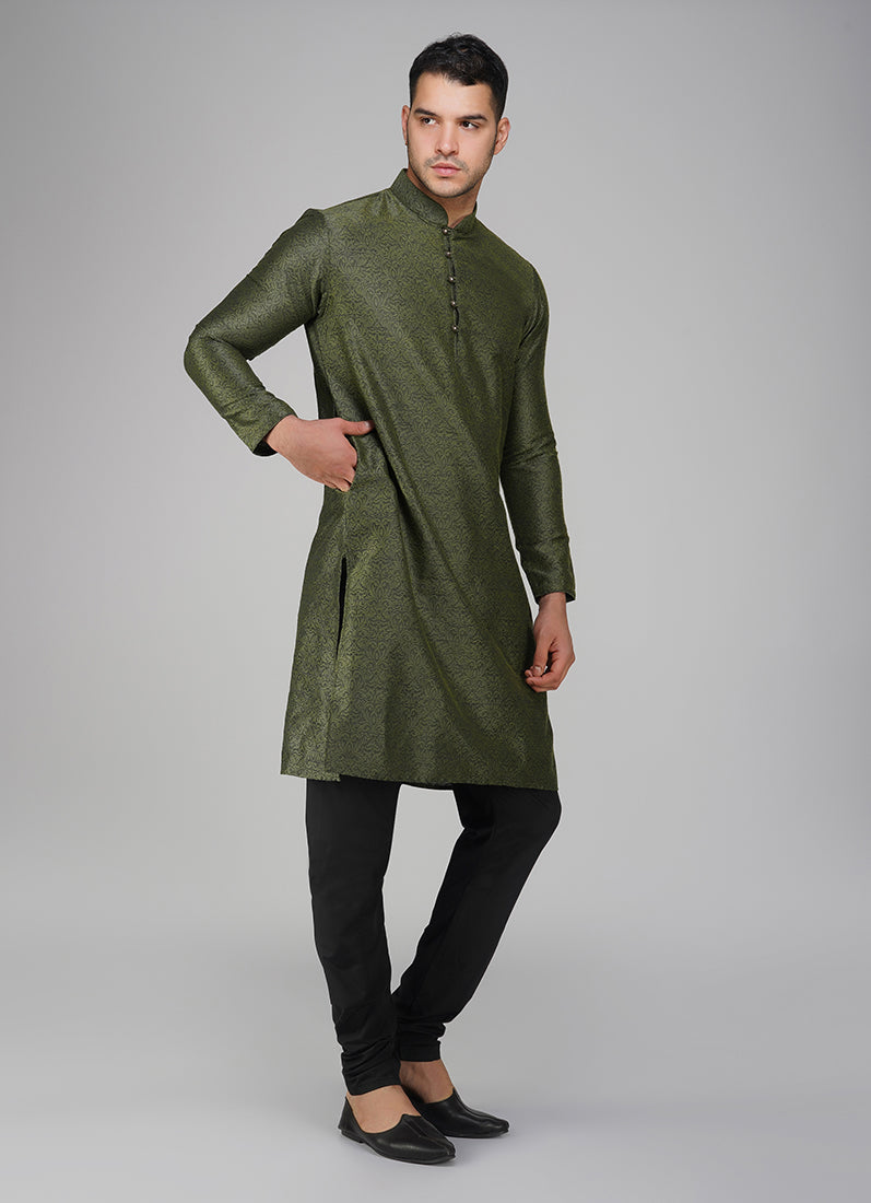 Buy Green Resham Brocade Kurta Set