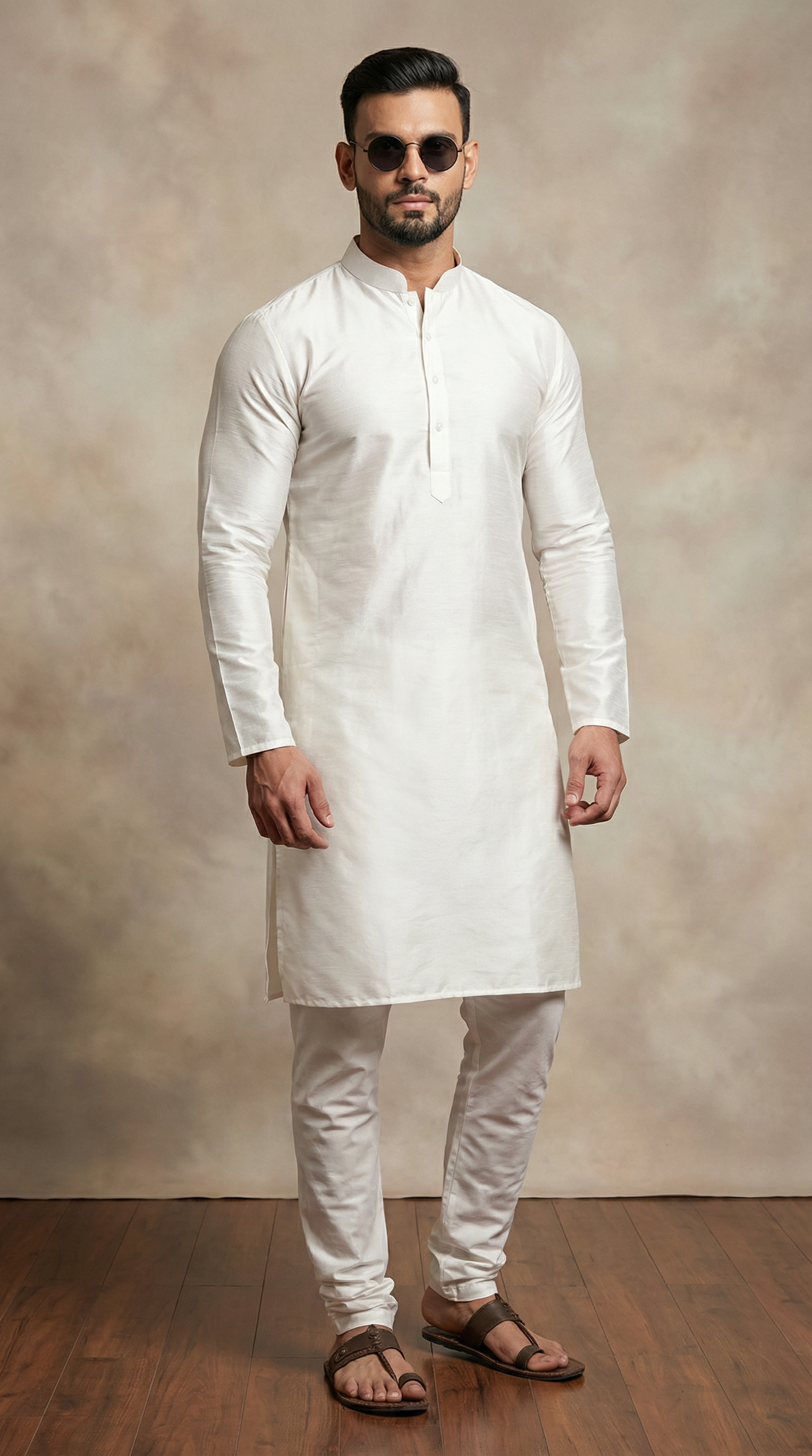 White Resham Brocade Kurta Set