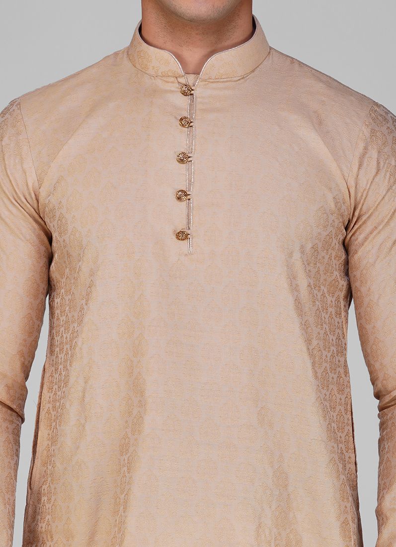 Buy Gold Resham Brocade Kurta Pajama Set