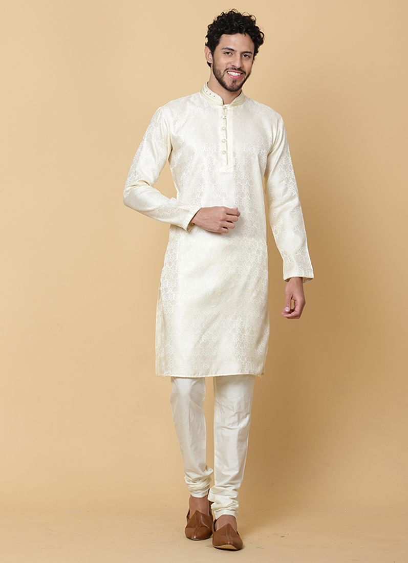 Buy Cream Polyester Button Pajama Set