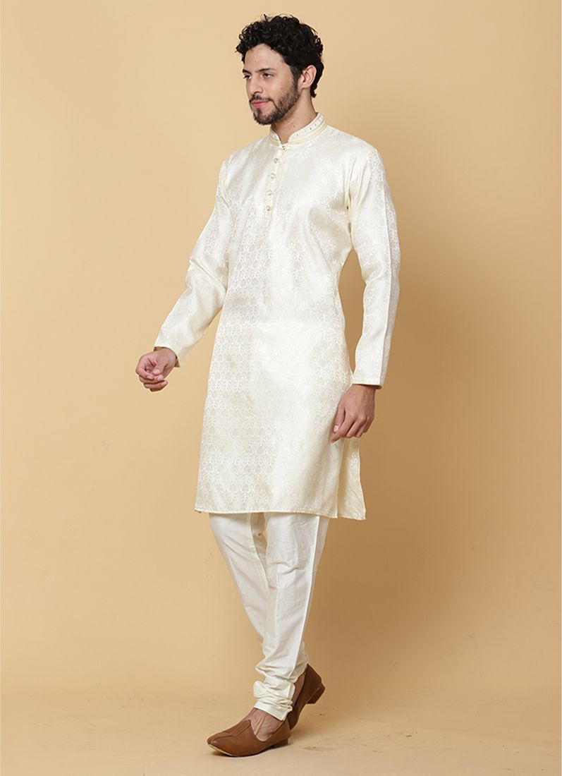 Buy Cream Polyester Button Pajama Set