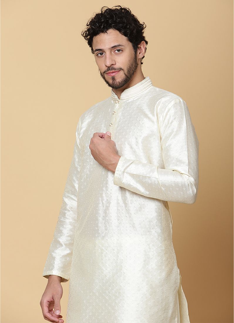 Buy Cream Polyester Button Pajama Set