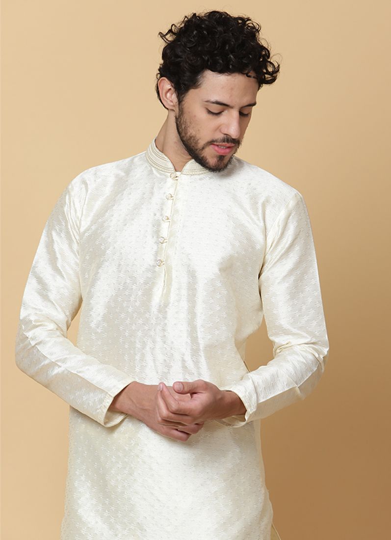 Buy Cream Polyester Button Pajama Set