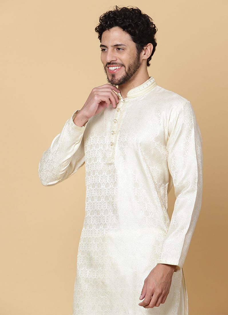 Buy Cream Polyester Button Pajama Set