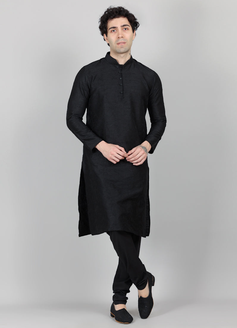 Men's Black Kurta and Payjama Set