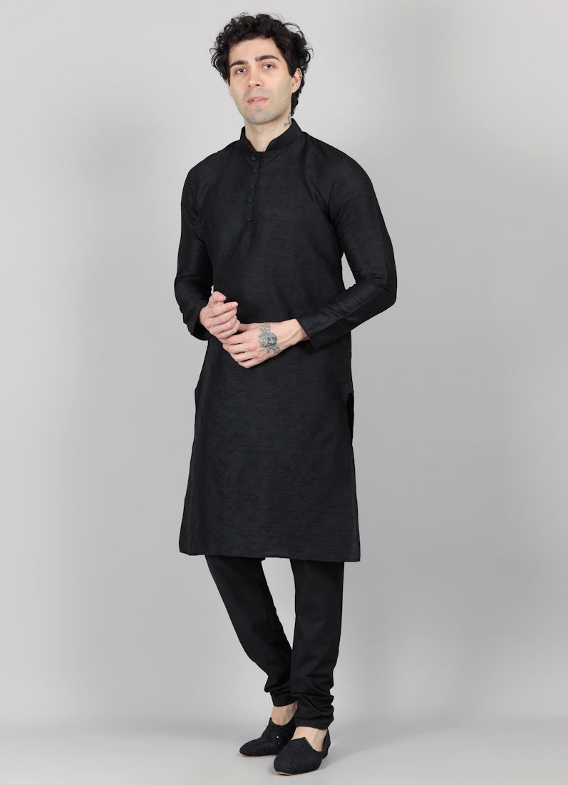 Men's Black Kurta and Payjama Set