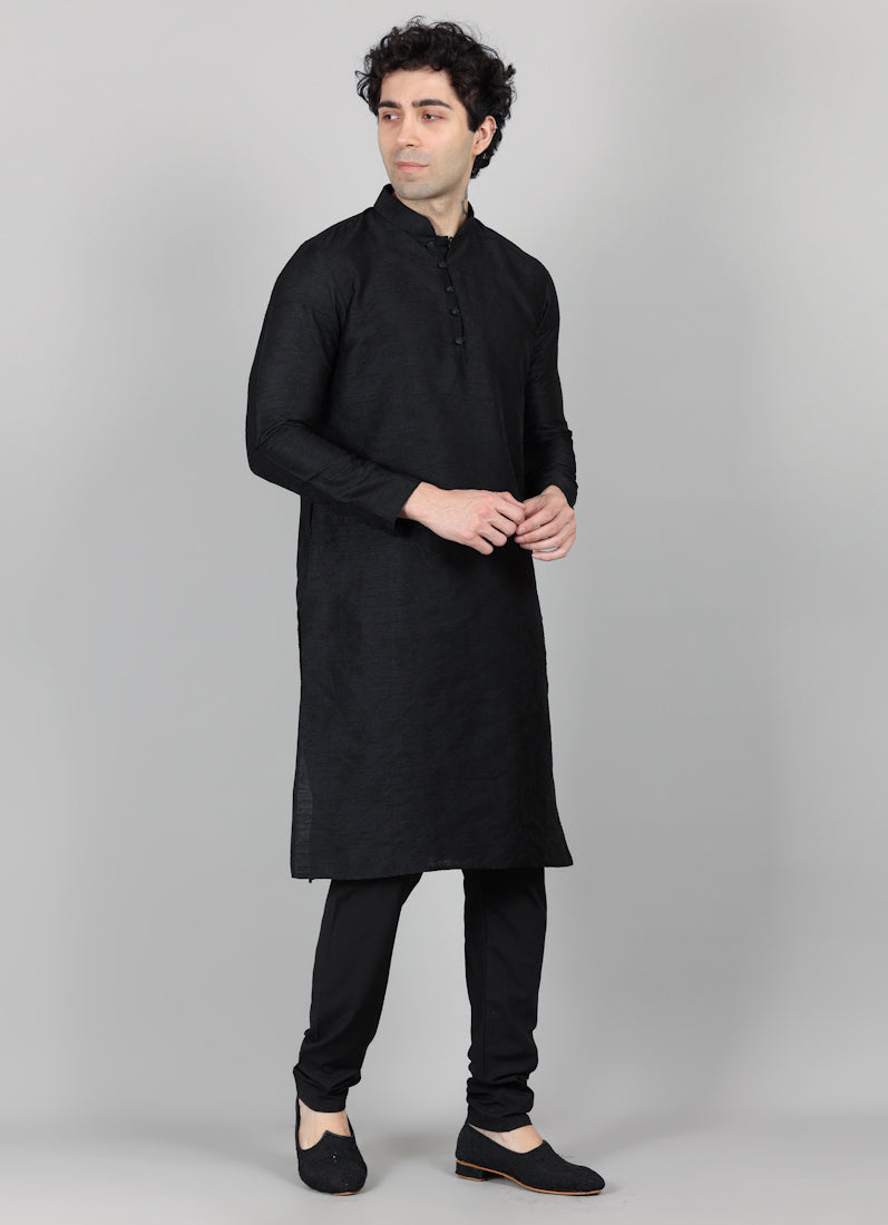Men's Black Kurta and Payjama Set