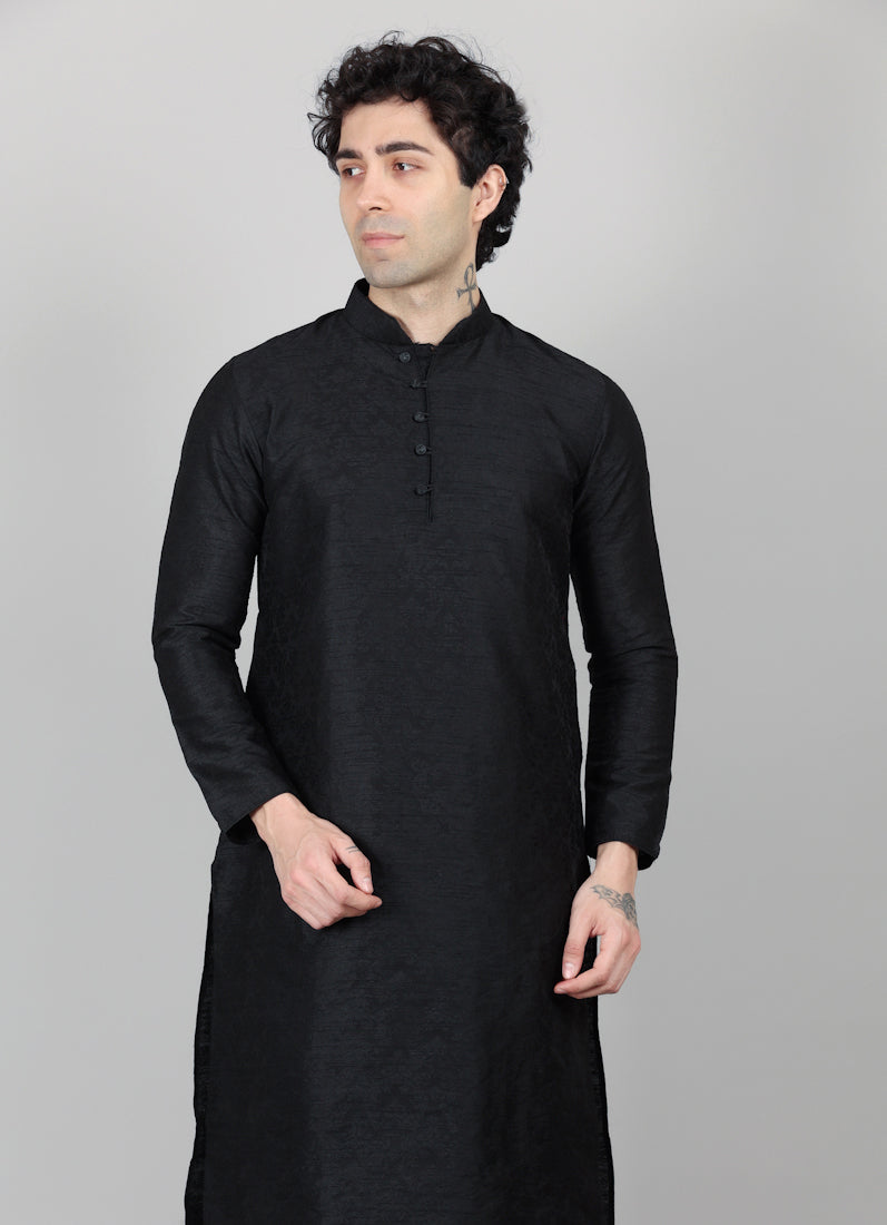 Men's Black Kurta and Payjama Set