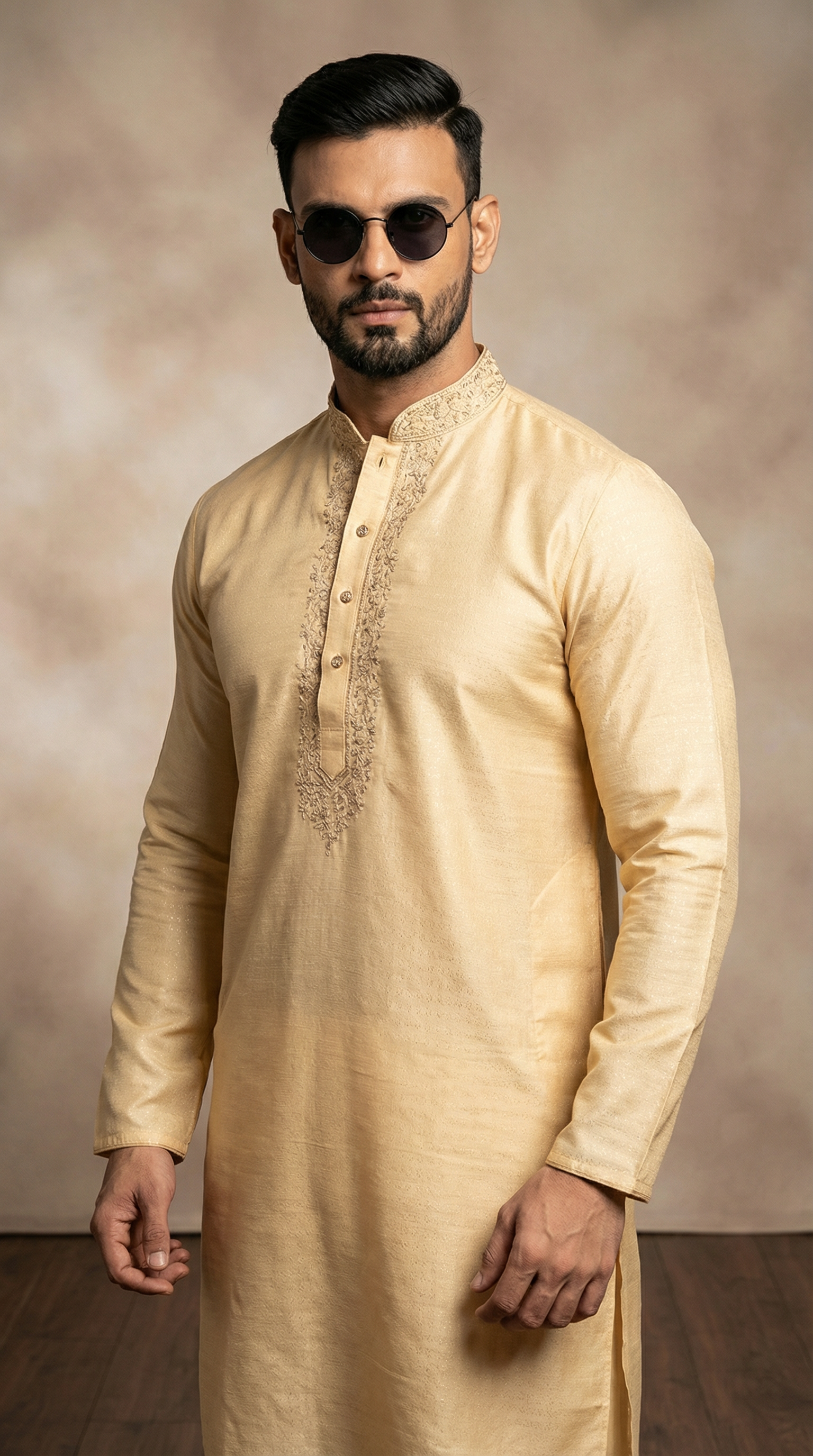 Men's Gold Resham Brocade Embroidered Set