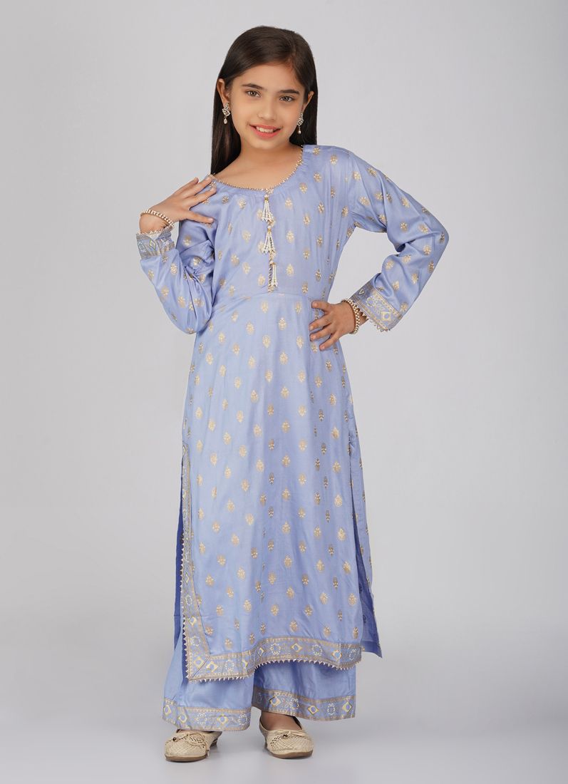 Buy Kids Lilac Rayon Printed Palazzo Suit Set
