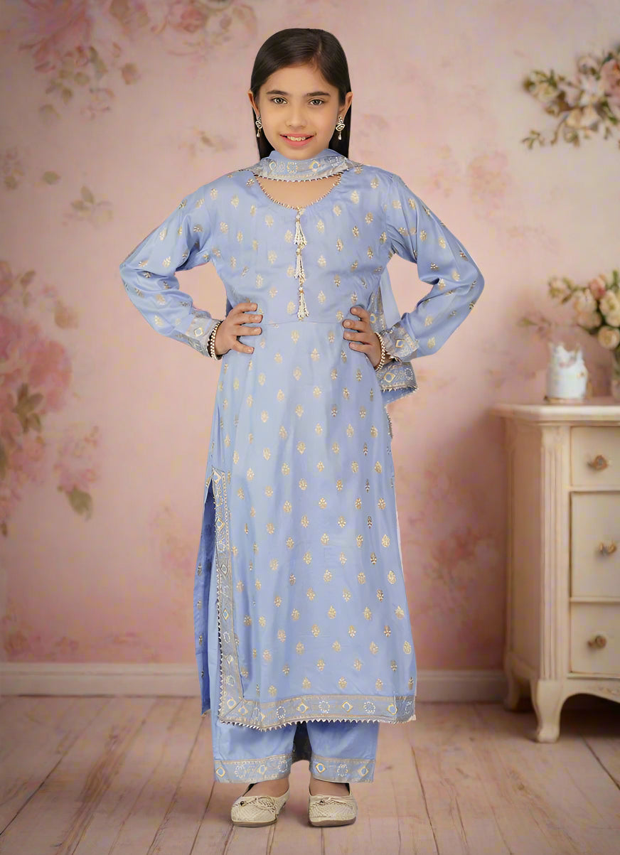 Buy Kids Lilac Rayon Printed Palazzo Suit Set