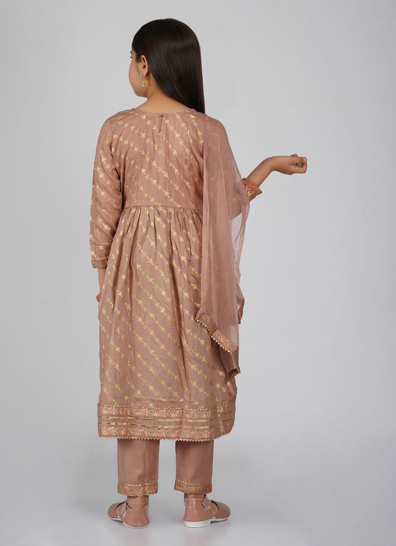 Buy Kids Nude Rayon Naira Cut Suit Set
