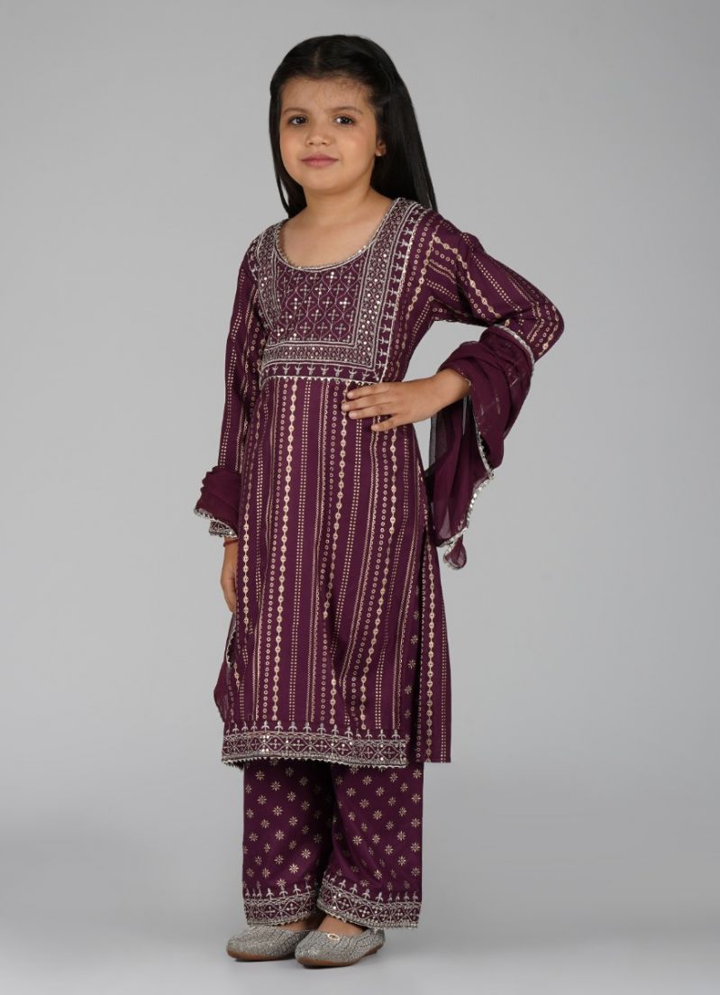 Buy Kids Wine Foil Print Suit Set