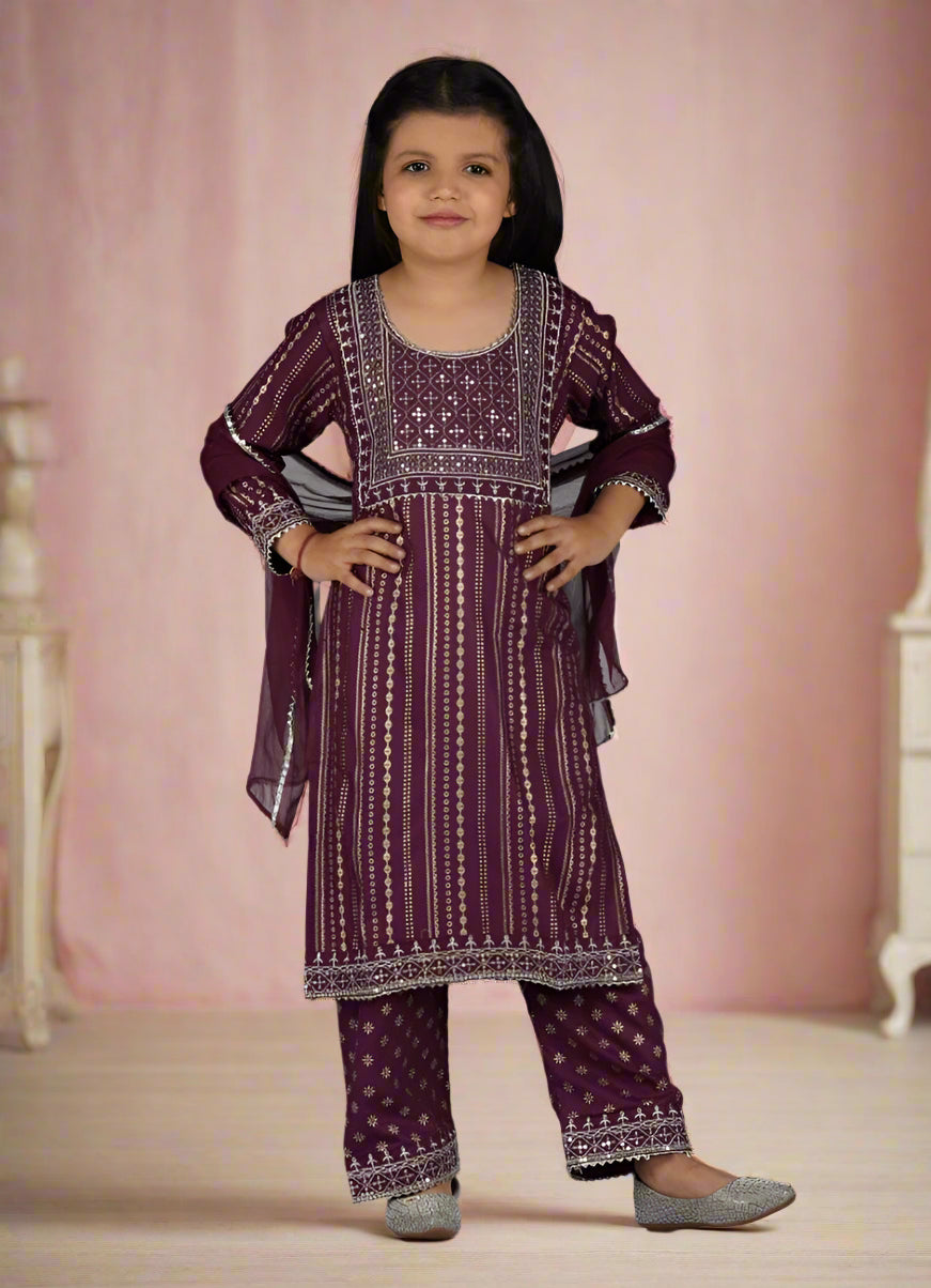 Buy Kids Wine Foil Print Suit Set