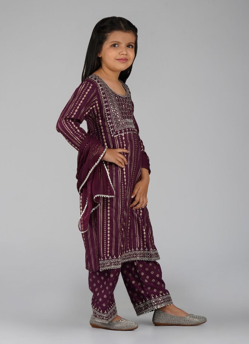 Buy Kids Wine Foil Print Suit Set