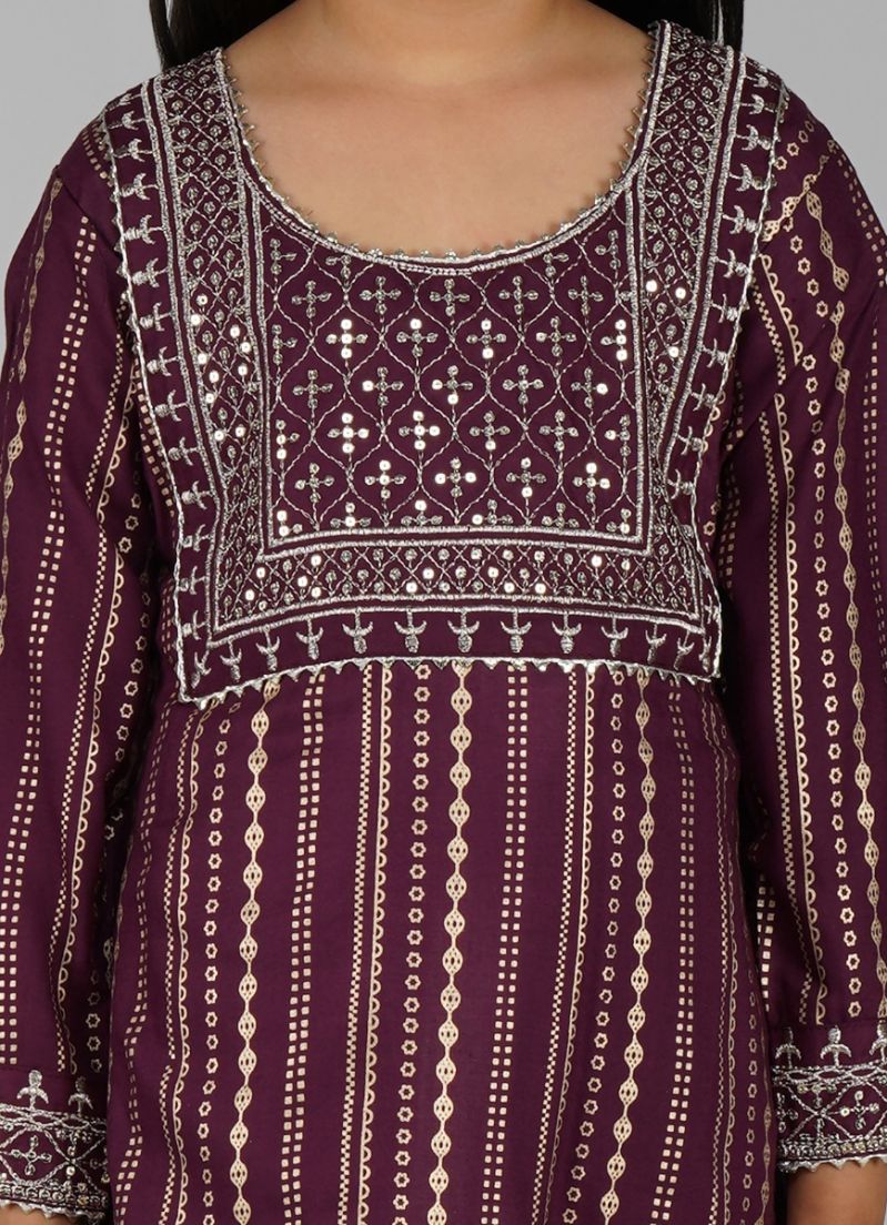 Buy Kids Wine Foil Print Suit Set