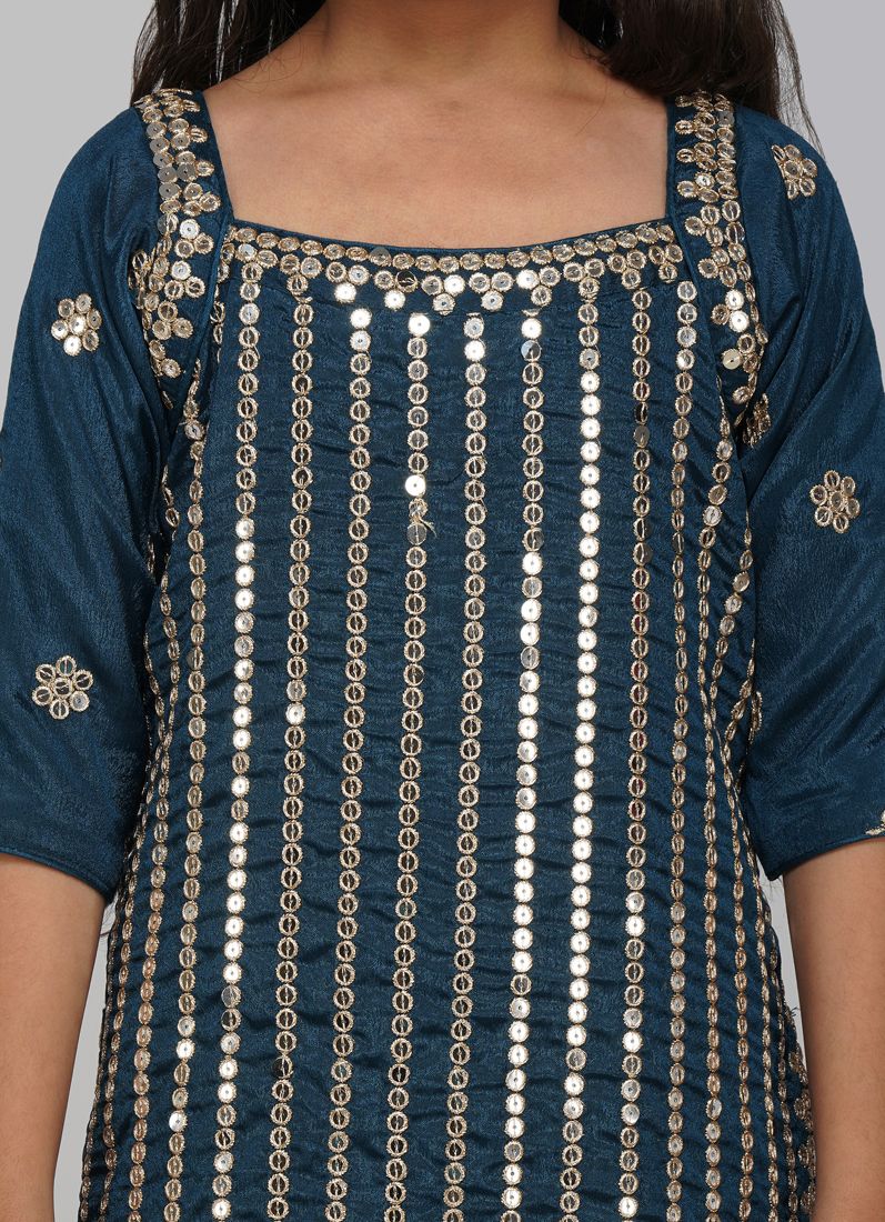 Buy Kids Dark Green Chinon Suit Set