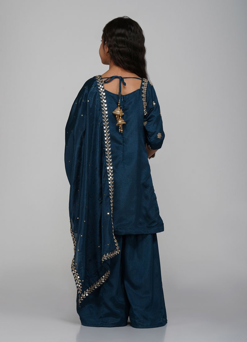 Buy Kids Dark Green Chinon Suit Set