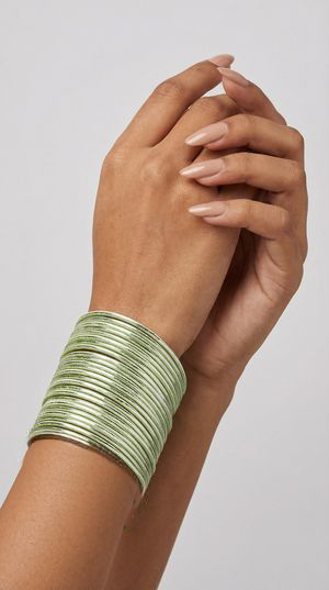 Light Green Shining Bangle Set – Elegant Stackable Bangles for Women