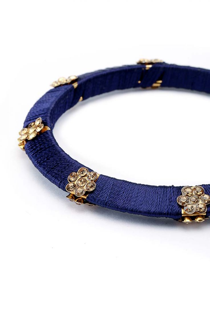 Buy Navy Blue Engraved Bangle Set