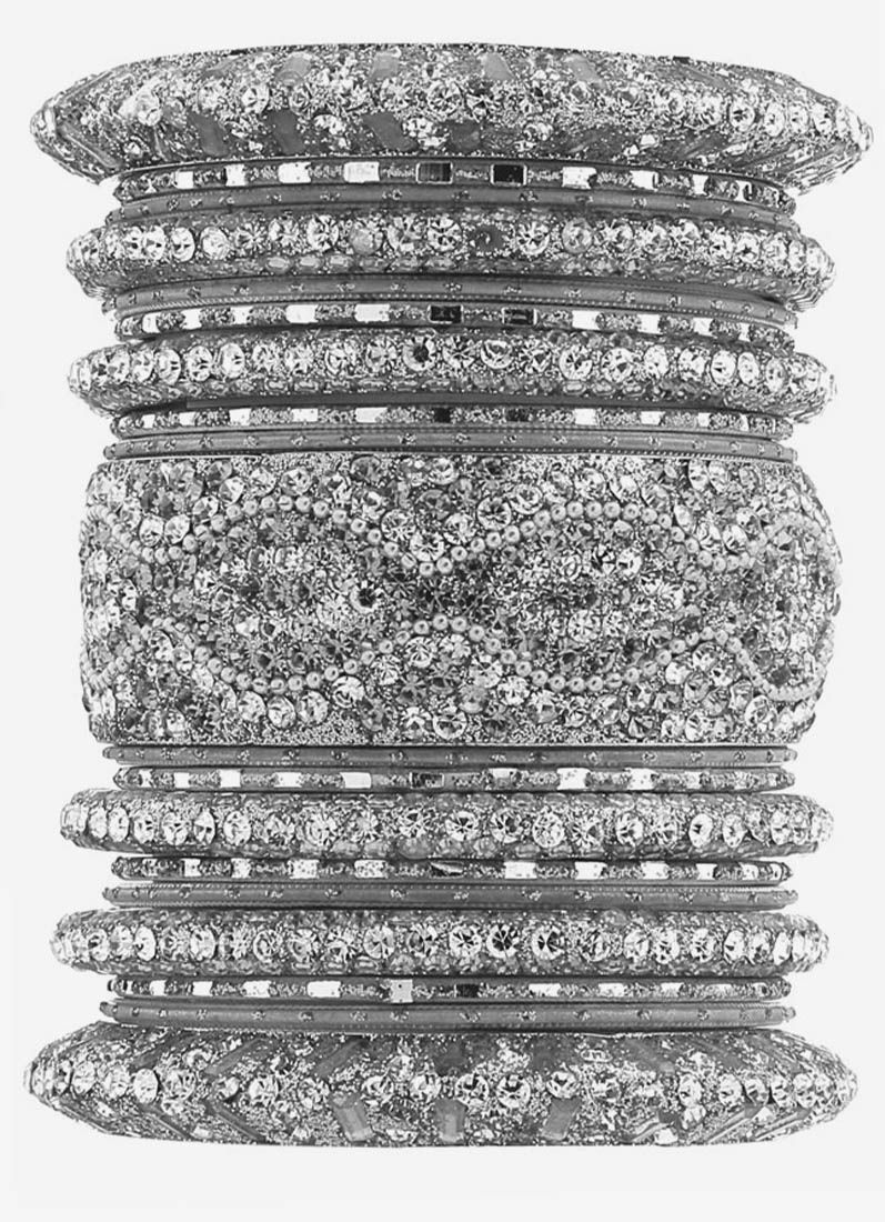 Buy Silver Ornate Bangle Set